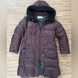 Coach Women's Hooded Long Puffer Coat - Burgundy
